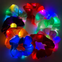 Hair Accessories Light Up Scrunchies For Girls Led Ties Woman Laser Mermaid Scrunchy Bands Glow In The Dark Party Supplies Halloween Oteox