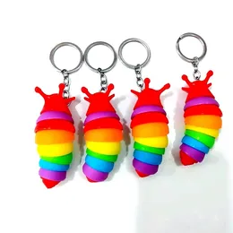 Finger Slug Snail Caterpillar Keychain Decompression slug toy Keychain Relieve Stress Anti -Anxiety Keyring