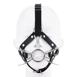 Bdsm Bondage Harness Strap Slave Metal Nose Hook Open Mouth Gag for Fetish Fantasy Adults Games Erotic Products 18+ Years Old