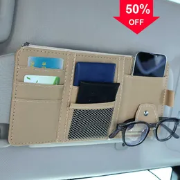 Car Universal Car Sun Visor Clip Storage Card Holder Bag Tasche multiple Organizzatori interni Car PU Leather Storager Bag