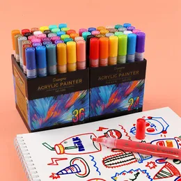 Conjunto de marcadores de canetas de tinta acrílica de 36 cores para pintura de pedra, cerâmica, vidro, madeira, lona, tecido, faça você mesmo, artesanato, materiais de arte 230608