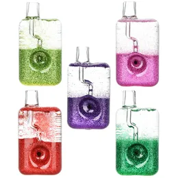 Cachimbos de mão coloridos Estilo EC Congelável Glitter Espumante Líquido Enchimento Filtro de Vidro Erva Filtro de Tabaco Colher Tigela Portátil Fumar Cigarro Tubo DHL