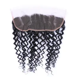 Peruvian Deep Curly Lace Frontal Closure Unprocessed 100 Human Hair 13X4 Ear to Ear Lace Frontal With Baby Hair2786599
