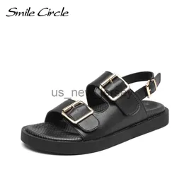 Sandali Smile Circle Sandali estivi Donna Appartamenti Scarpe con plateau Moda Casual Fibbia in metallo Fondo morbido Sandali da donna J230608