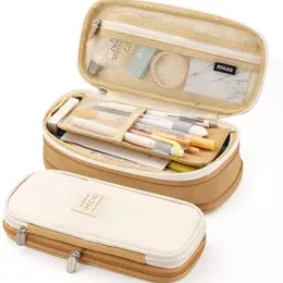 Blyertskåp Classic Fashion Pen Case Large Capacity Fold Canvas Stationery Storage Bag Organizer för kosmetisk resestudent 230608