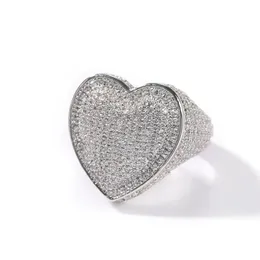 With Side Stones Hip Hop Sweet Casting Rings Lover Couple Heart Shape Men Women Finger Gift Jewelry Drop Delivery Ring Dhudm