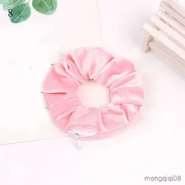 Outros 2021 Korea New Hair Scrunchie com Ziper Elásticos Feminino Meninas Zíper Headwear Bolso Rabo de Cavalo Titulares Acessórios R230608