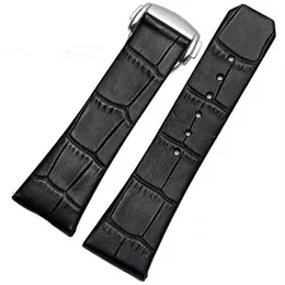 Äkta läderklockband för Omega Constellation Series armbandband 23mm med Silver Clasp236h