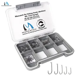 Рыбалка крючков Maximumcatch 125pcs 681012141618 Рыбчанин Барблесс Связывание мухой набор нимфа кованый черный никл 230608