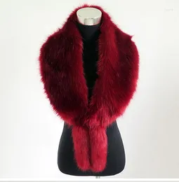 Halsdukar foxtail womens faux päls krage halsduk varm sjal stal cape lång tjock falsk för lady vinterrock