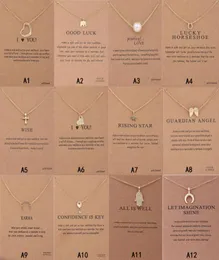 New Arrival Dogeared Necklace Gift card Elephant Pearl Love Wings Cross Key Zodiac sign Compass lotus Pendant women Fashion Jewelr5132707