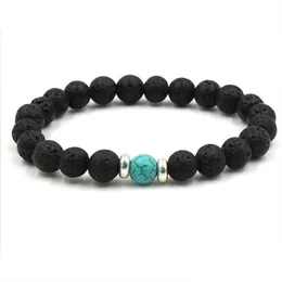 Beaded Lava Stone Pärlor armband naturlig svart eterisk olja diffusor elastisk armband vulkaniska berghandsträngar yoga chakra män d dhcfn