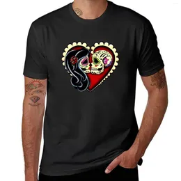 Herrpolos Ashes - Day of the Dead Couple Sugar Skull Lovers T -shirt söta toppar hippie kläder herr t -shirt