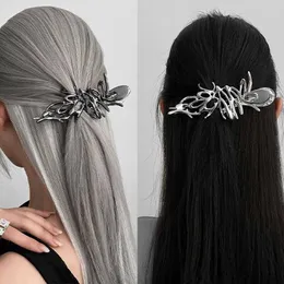 Lampadario pendente Clip da donna Grande clip per artiglio per capelli in metallo Personalità Antiscivolo Morsetti per capelli a mascella d'argento per le donne Capelli a tenuta forte Z0608