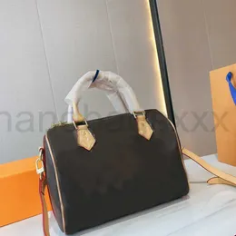 2022 Top Quality Women Genuine Real Leather Speedy Handbag Shoulder Bag 25 Strap Handbags Ladies Tote Can Stamping Luxurys Designers Womens Bags