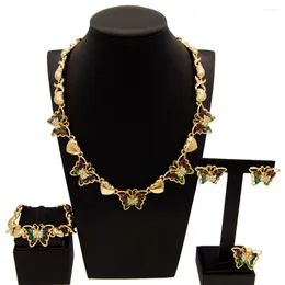 Halskette Ohrringe Set Hochwertiger 18K vergoldeter XoXo Schmetterlingsschmuck Neueste Mode Armband Ring Zubehör Geburtstagsgeschenk