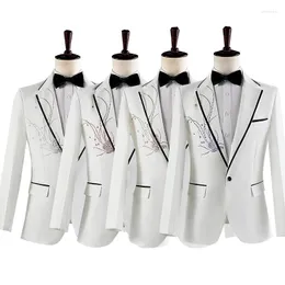 Men's Suits 2023 Men's Casual Slim Fit Stick-on Crystals Color Matching Suit Jacket Youth Stage Performance Host Studio