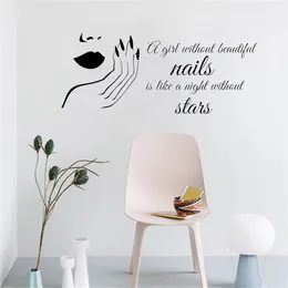 Beauty Girl Nail Salon Wall Sticker Fashion Manicure Makeup Citat Vinyl Wall Decals Interior Decor Girls Room Murals