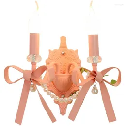 Wandleuchte Französisch Rosa Schleife Metalllampen Schlafzimmer Nachttisch Studie Prinzessin Mädchen Kinderzimmer LED Wandlampen Lichter Dekor Beleuchtungskörper