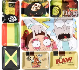 Cheap Metal Rolling Tray Bob Marley RAW 180125mm Tobacco Cartoon Roll Trays Hand Roller Smoking Accessories Cigarette tools7803871