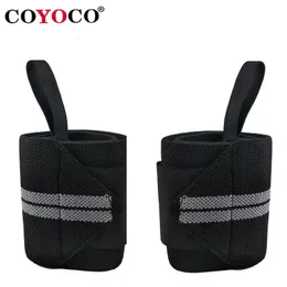 Sweatband 1 Pair Adjustable Bandages Weightlifting Wristbands Wrist Protector Brace Support COYOCO Brand Professional Sports Grey 230608