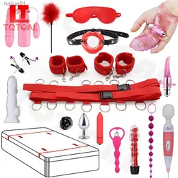 Erwachsene Produkte 17-teiliges Bett-BDSM-Kits, Fesseln, Handschellen, offene Beine, Sex-Bondage-Set, Paare, Sklaventraining, Sexspielzeug für Frauen, L230518