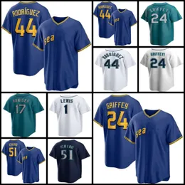 44 Julio Rodriguez Baseball Jersey Ken Griffey Jr. Ichiro Suzuki Luis Castillo Bryce Miller Andres Munoz Cal Raleigh Teoscar Hernandez Sam Haggerty