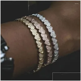 Bangle Iced Out Bling 5A Cz Bracelet Heart Shaped Cubic Zirconia Cluster Chain Lover Girlfriend Gift Jewelry Drop Delivery Bracelets Dh6Ji