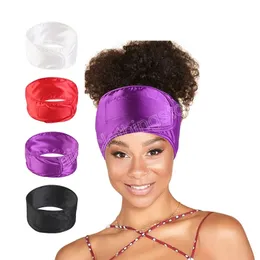 Women Soft Silky satin headband Adjustable Sports Hairband Yoga Spa Bath Shower Wash Face Make Up Cosmetic Wide Head Band