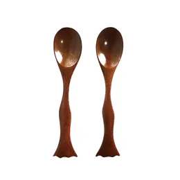 100Pcs/Lot Creative Fish Tail Handle Wooden Spoon Cute Dessert Spoon Wooden Spoons Household Scoop Wholesale