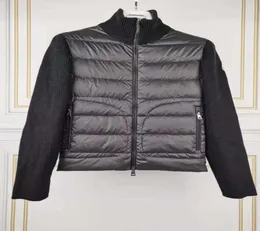 Men Branded Stand Collar Down Coat wool knitting splicing Design Jacket Thin Slim Parkas Green Black Color Size MXL3255601