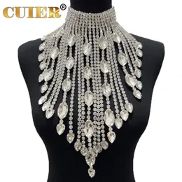 Pendant Necklaces CuiEr SS28 Stunning Crystal AB Long Lrregular Tassel Necklace for Women Choker Jewelry Shiny Glass Wedding Accessory 230607