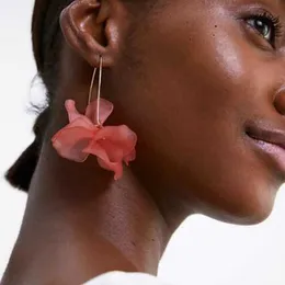 Dingle ljuskrona exknl mångfärgad modeharts blomma långa droppörhängen 2022 design bohemia handgjorda kronblad dangle örhängen för kvinnor gåva z0608