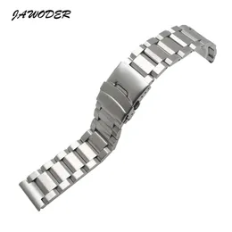 JAWODER Watch band 18 20 22 24mm Men Pure Solid Stainless Steel Brushed Watch Strap Deployment Buckle Bracelets225E