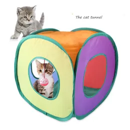 Túnel para gatos com sino, tenda dobrável interativa para gatos, tubo para gatos, brinquedo dobrável para gatos, túnel para gatos, coelhos, gatinhos, furões