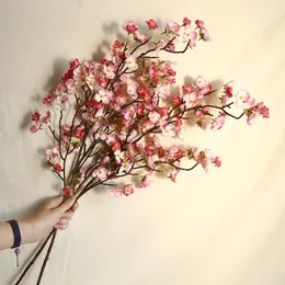 装飾的な花97cmプラムチェリーブロッサム人工スプリングピーチブロッサムブランチシルクフォールホームデコレーション