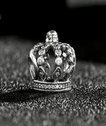 2017 Spring Fairy Tale Crown Charms Bead Fits Brand Bracelets 925 Sterling Silver Clear CZ Princess Beads DIY Jewelry9998317