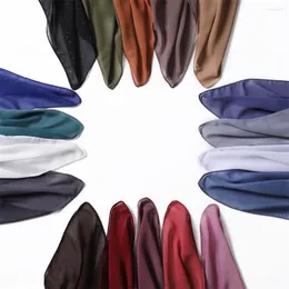 Halsdukar 90 90 cm bra sömmar stitch vanlig högkvalitativ premium tung chiffong hijab halsduk malaysiska kvinnors hijabs