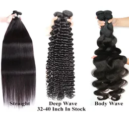 Long Length hair32 34 36 38 40 Inch Whole Soft Brazilian Hair Weaves Human Hairs Extension 1B Natural Black Color 100gBundle3922202
