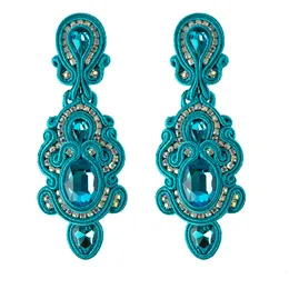 Dangle Chandelier KpacoTa Soutache Handmade Dangle Earrings Women's jewelry Crystal Accessories Vintage long Hanging Earring trend white blue 230607