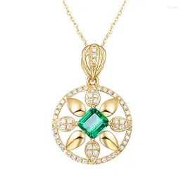 Pendant Necklaces Grandmother Emerald Round Lucky Wheel Colorful Treasure Women's Gold Plated Headpiece