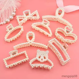 Other 29 Style Korean Temperament Pearl Hairpin Women Large Hair Cl Headgear Simple Grab Clip Geometric Shark Clips Accessories R230608