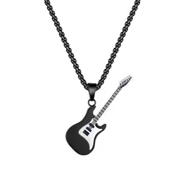 Colar de design de moda de mini guitarra de rock criativa de rua fashion colar de aço inoxidável
