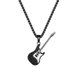 Street Creative Mini Rock Guitar Moda Tasarımcı Kolye Moda Paslanmaz Çelik Kolye