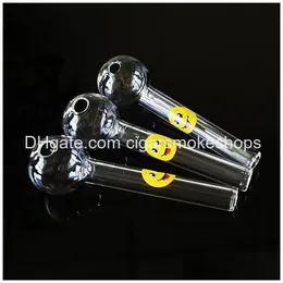 Smoking Pipes Smile Logo Pyrex Glass Oil Burner 4 Inch Mini Pipe Spoon Hand Tobacco Tool Dab Rig Buners Accessories Sw15 Drop Delive Dhdlv