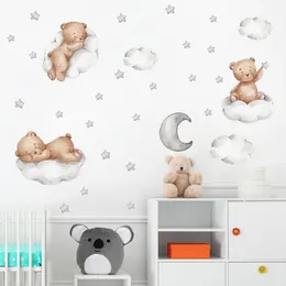 만화 동물 비닐 벽 스티커 아이 방 보육원 곰 토니 기린 기린 패턴 데칼 어린이 침실 가정 장식