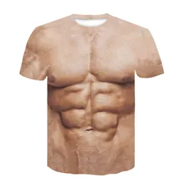 Taille Tummy Shaper Herren T-Shirt Sommer Lustiger Körper Six-Pack Bauchmuskeln T-Shirt Camisetas Hombre 3D-Druck Fake Kurzarm Fitness Shirt Streetwear 230607