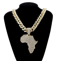 Pendant Necklaces Fashion Crystal Africa Map Necklace For Women Men039s Hip Hop Accessories Jewelry Choker Cuban Link Chain Gif1856609