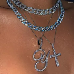 Ketten A-Z Cursive Letter Initial CZ Anhänger Halskette für Frauen Bling Strass Alphabet Metall Seil Kette Modeschmuck