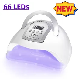 Nail Dryers 66LEDs Powerful Nail Dryer UV LED Nail Lamp For Curing Gel Nail Polish With Motion Sensing Manicure Pedicure Salon Tool 230607